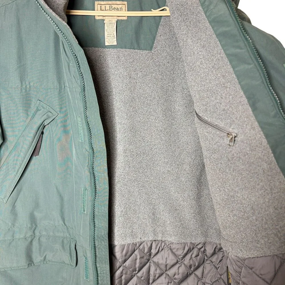 L.L. Bean Men’s Jacket Size L Green Coat Parka Polartec Hooded Thinsulate